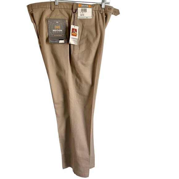 Savane Flat Front Khaki Pants with Hidden Expandable Waistband 38 x 30 NEW - Picture 4 of 10